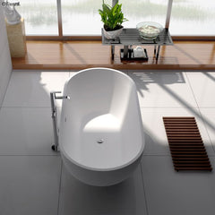 Fienza Nero 1550mm Matte White Stone Bath