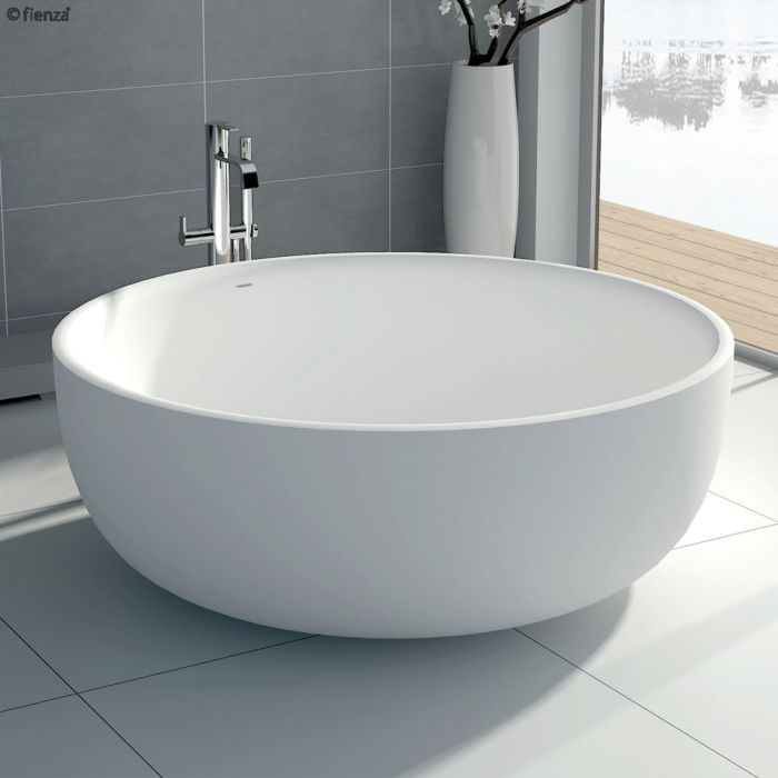 Fienza Shinto 1350mm Round Matte White Stone Bath