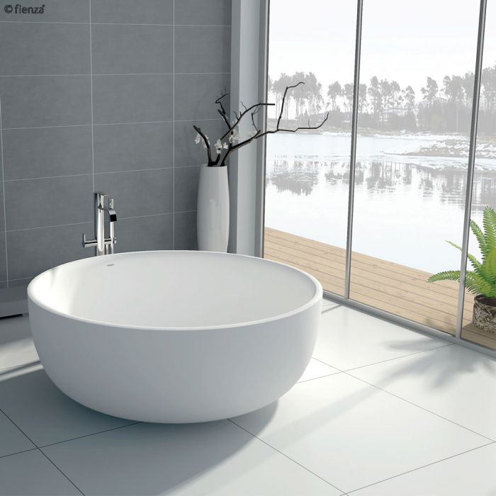 Fienza Shinto 1350mm Round Matte White Stone Bath