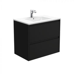 Fienza 750mm Dolce Amato Satin Black Wall Hung Vanity