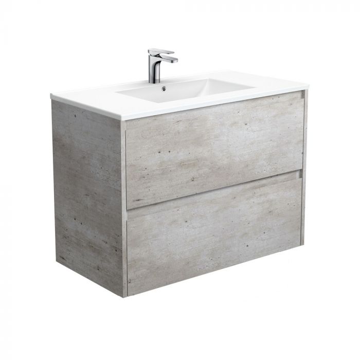 Fienza 900mm Dolce Amato Double Draw Wall Hung Vanity - Industrial