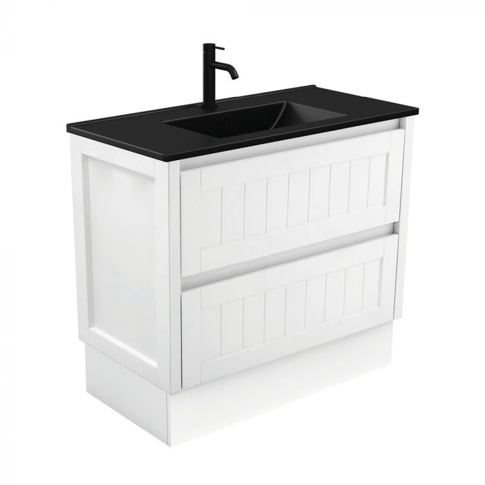 Fienza 900mm Dolce Matte Black Top Hampton Kickboard Vanity