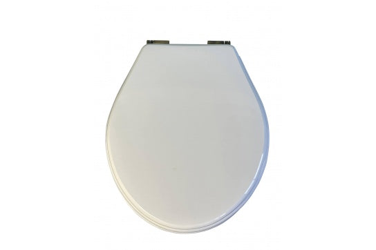 Claremont White Soft Close Toilet Seat – Antique Brass Hinges