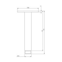 Phoenix Vivid 150mm Round Shower Ceiling Arm