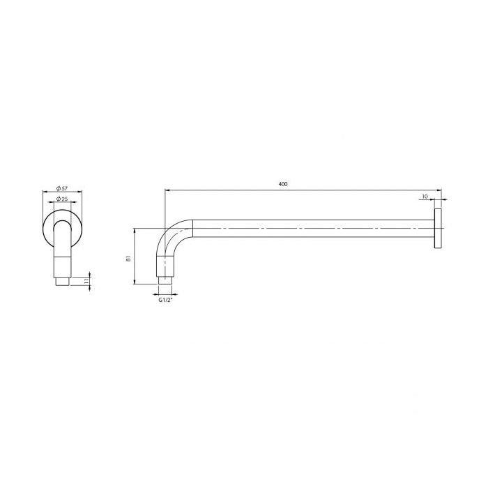 Phoenix Vivid 400mm Long Wall Shower Arm Chrome