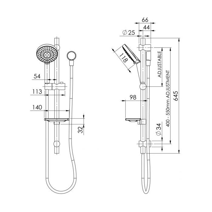 Phoenix Vivid Shower Rail Brushed Nickel