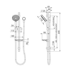 Phoenix Vivid Shower Rail Matte Black