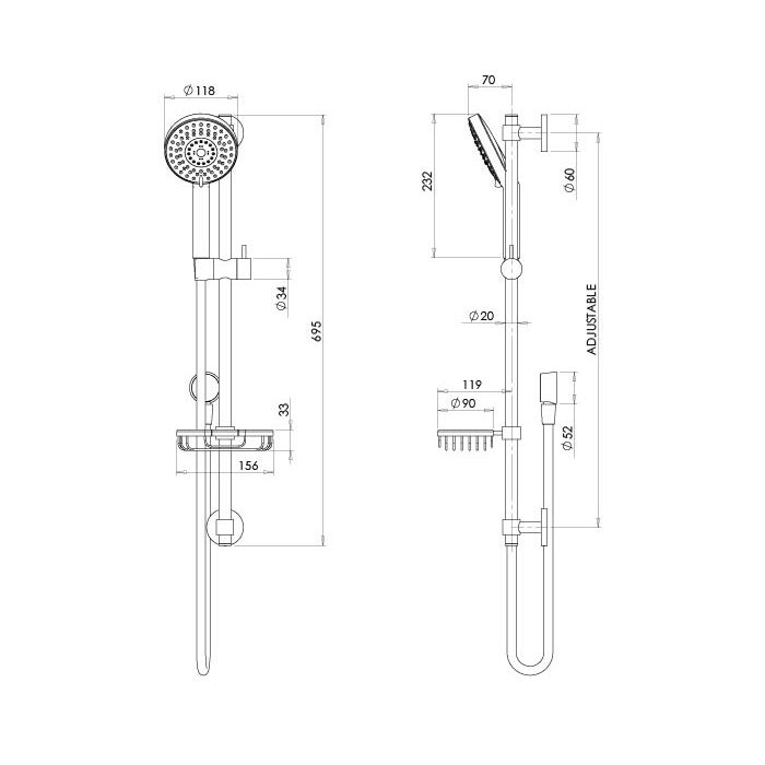 Phoenix Vivid Premium Shower Rail