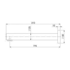 Phoenix Vivid Wall Bath Outlet 200mm Brushed Nickel