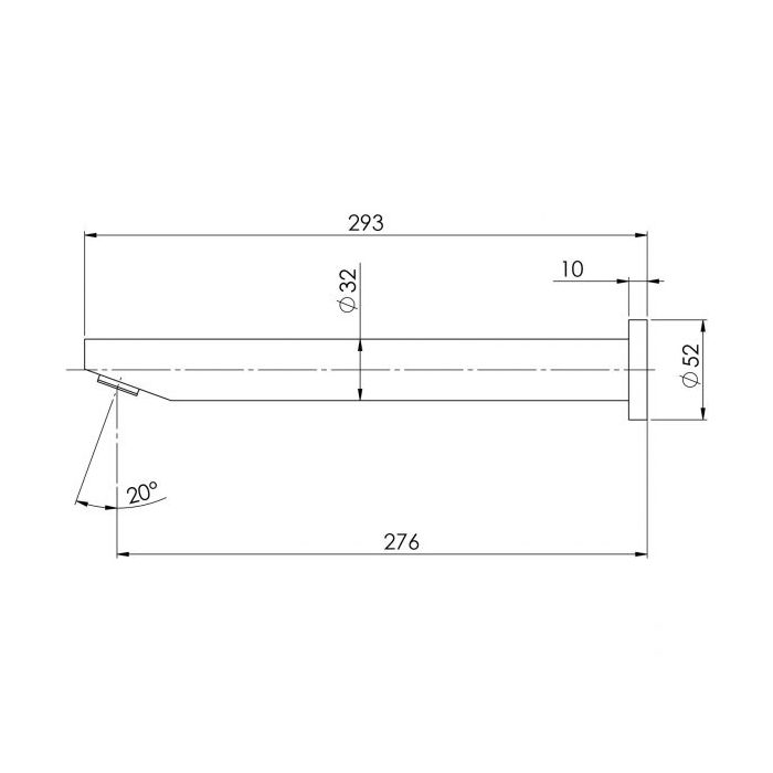 Phoenix Vivid 32 x 300mm Angled Wall Bath Outlet Chrome