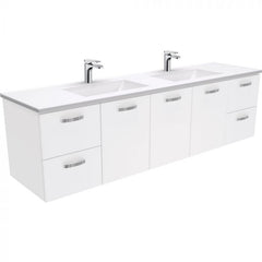 Fienza 1800mm Double Bowl Vanessa Top With Unicab Wall Hung Cabinet - Gloss White