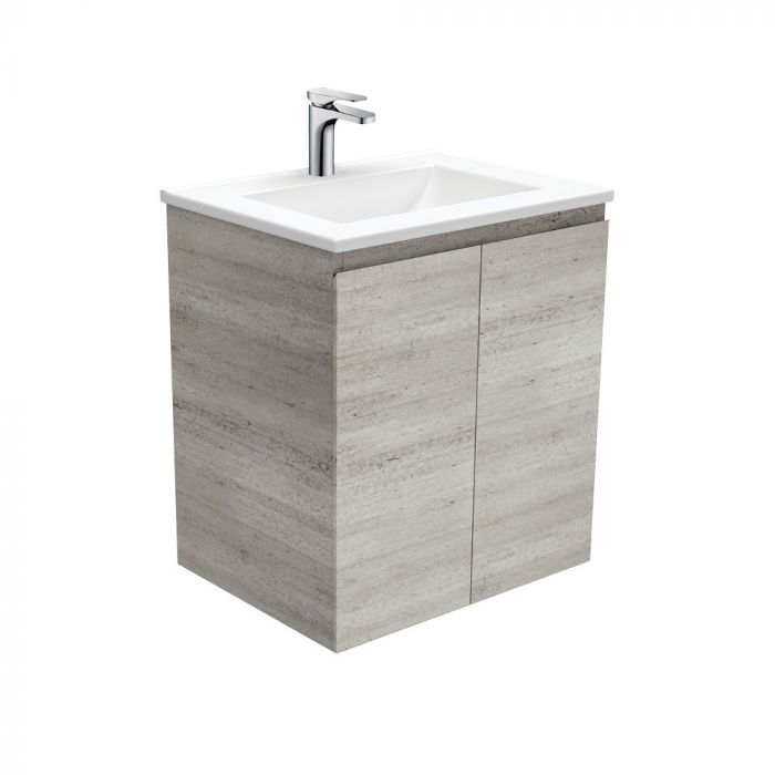Fienza 600mm Vanessa Top With Edge Wall Hung Cabinet - Industrial