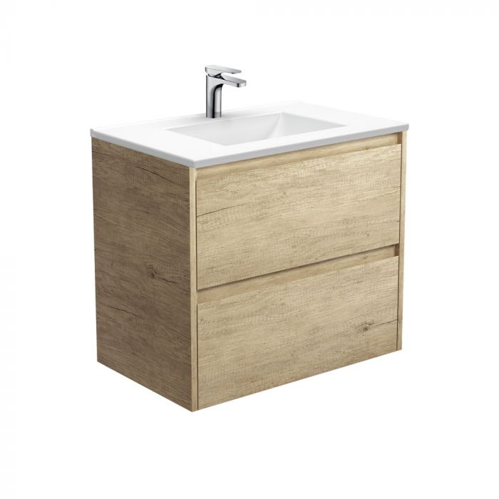 Fienza 750mm Vanessa Top With Amato Wall Hung Cabinet - Scandi Oak