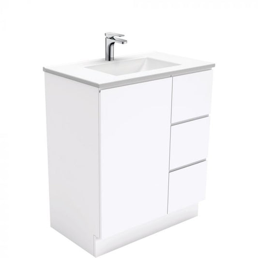 Fienza 750mm Vanessa Top With Fingerpull Cabinet Kickboard - Gloss White
