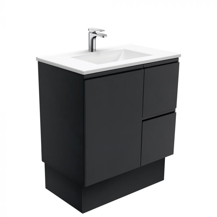 Fienza 750mm Vanessa Top With Fingerpull Cabinet Kickboard - Satin Black