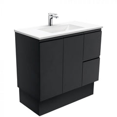 Fienza 900mm Vanessa Top With Fingerpull Cabinet Kickboard - Satin Black