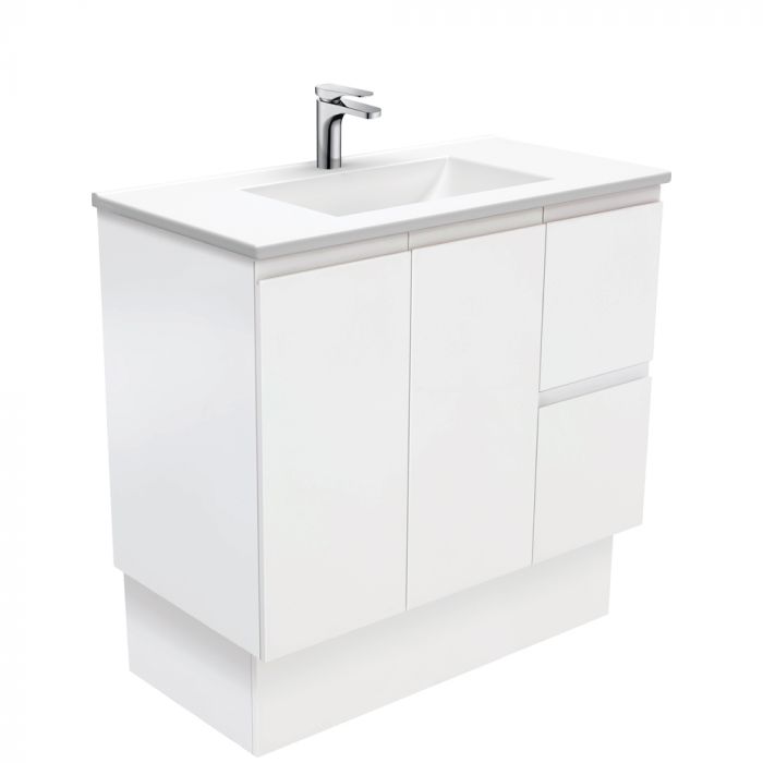 Fienza 900mm Vanessa Top With Fingerpull Cabinet Kickboard - Satin White