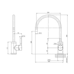 Phoenix Vivid 220mm Gooseneck Sink Mixer