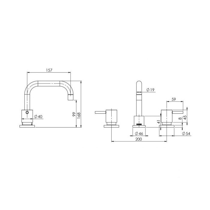 Phoenix Vivid Lever Basin Set Swivel Squareline