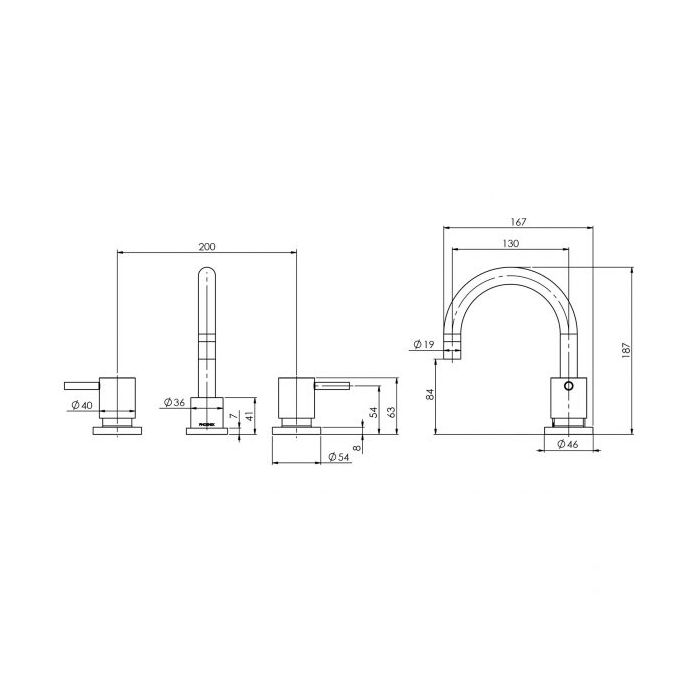Phoenix Vivid Lever Basin Set Swivel Gooseneck