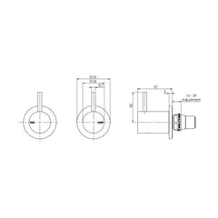 Phoenix Vivid Slimline Wall Top Assemblies Brushed Carbon Extended Spindles