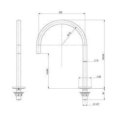 Phoenix Vivid Slimline 220mm Gooseneck Hob Sink Outlet Chrome