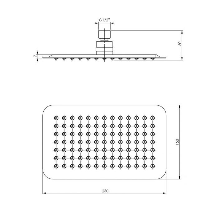 Phoenix Vivid Slimline 250mm X 150mm Shower Rose Stainless Steel
