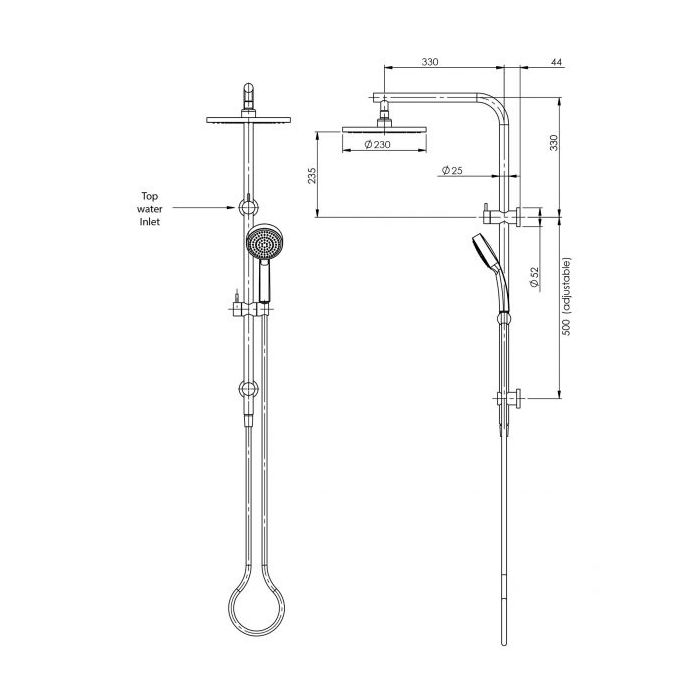 Phoenix Vivid Slinline Two in One Shower Brushed Nickel