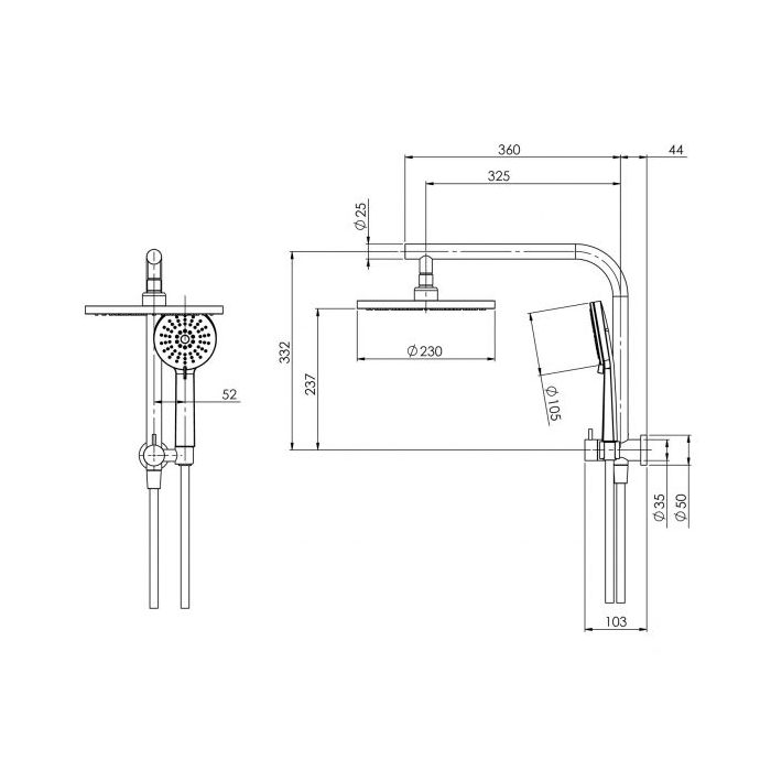 Phoenix Vivid Slimline Compact Twin Shower Brushed Nickel