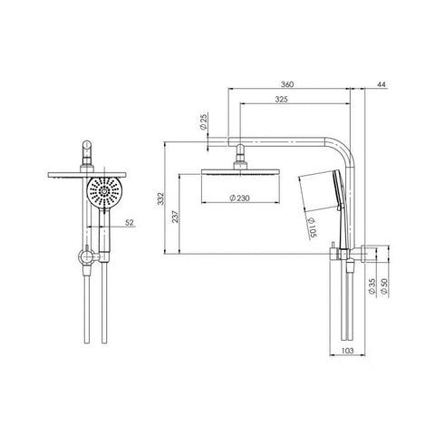 Phoenix Vivid Slimline Compact Twin Shower Chrome