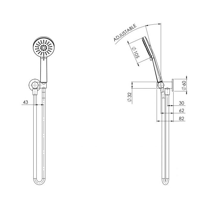 Phoenix Vivid Slimeline Shower On Bracket Brushed Nickel
