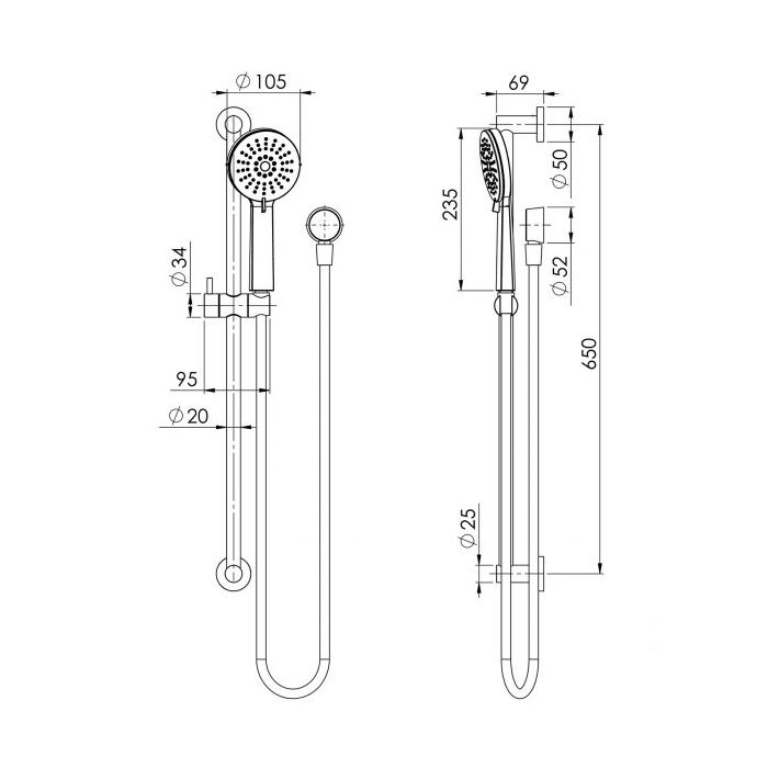 Phoenix Vivid Slimline Showr Rail Chrome
