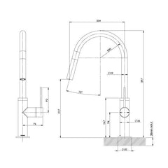 Phoenix Vivid Slimline Pullout Sink Mixer Brushed Carbon