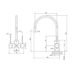 Phoenix Vivid Slimline Twinner 220mm Gooseneck Sink Mixer