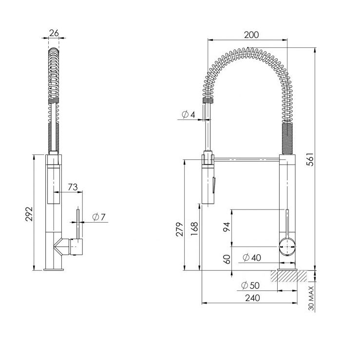 Phoenix Vivid Slimline Tall Spring Sink Mixer