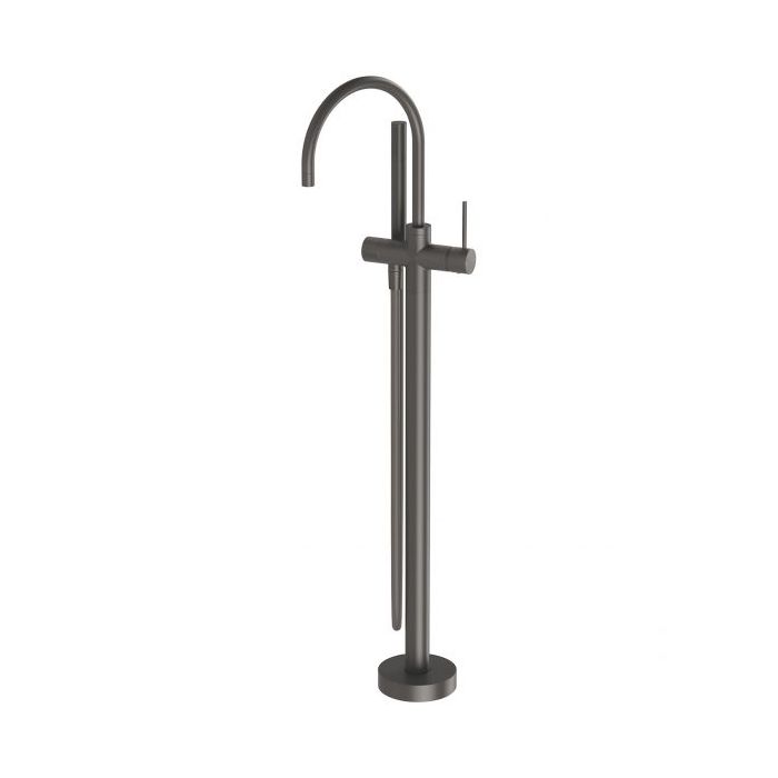 Phoenix Vivid Slimline Floor Mounted Bath Mixer w/ Hand Shower Brushed Carbon