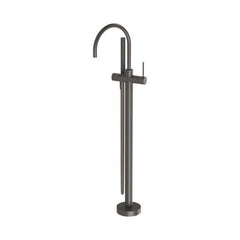 Phoenix Vivid Slimline Floor Mounted Bath Mixer w/ Hand Shower Brushed Carbon