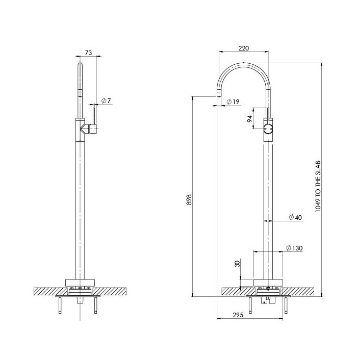 Phoenix Vivid Slimline Floor Mounted Bath Mixer Brushed Carbon