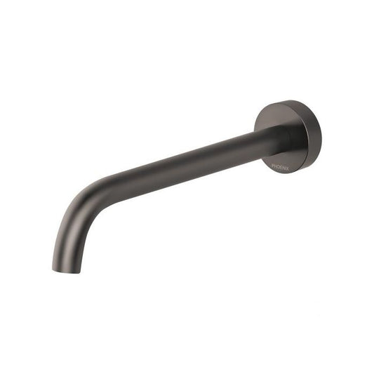 Phoenix Vivid Slimline 230mm Curved Bath Wall Outlet Brushed Carbon