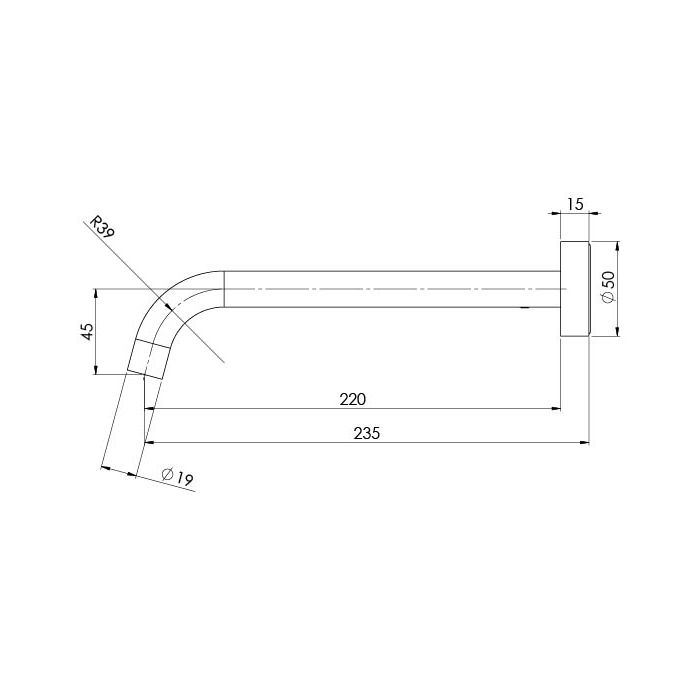 Phoenix Vivid Slimline 230mm Curved Bath Wall Outlet Brushed Nickel