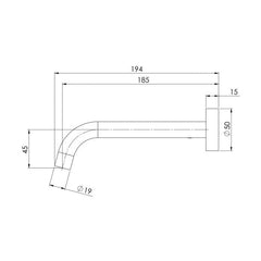 Phoenix Vivid Slimline 180mm Curved Bath Wall Out Brushed Carbon