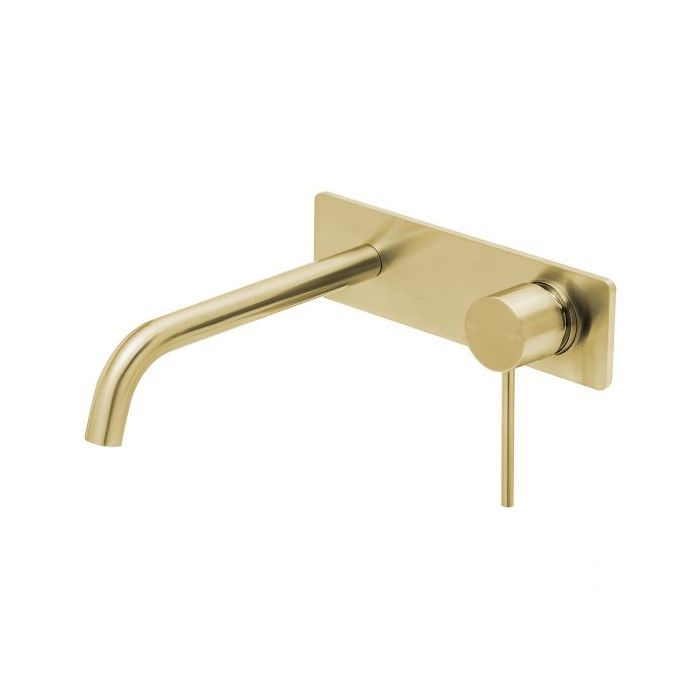 Phoenix Vivid Slimline 230mm Basin Curved Wall Mixer Set Brushed Gold