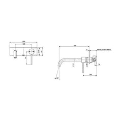 Phoenix Vivid Slimline 230mm Basin Curved Wall Mixer Set Matte Black