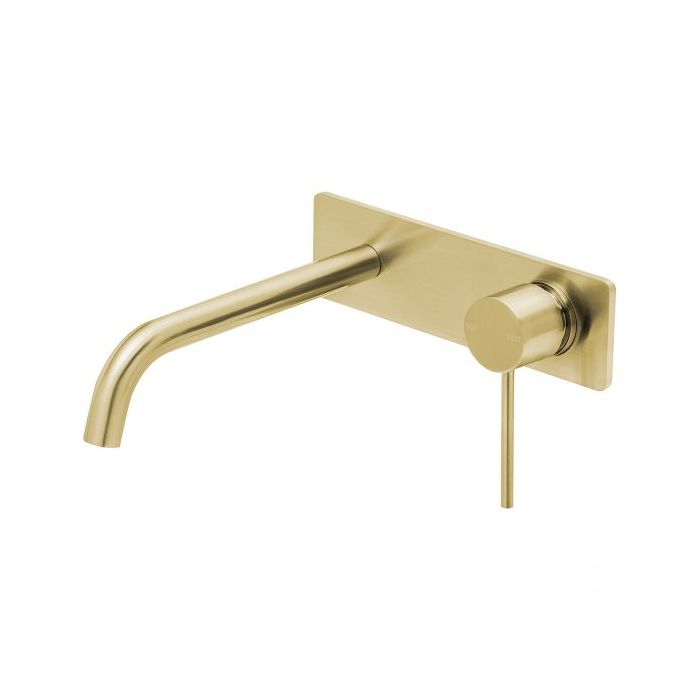 Phoenix Vivid Slimline 230mm Bath Curved Wall Mixer Set Brushed Gold
