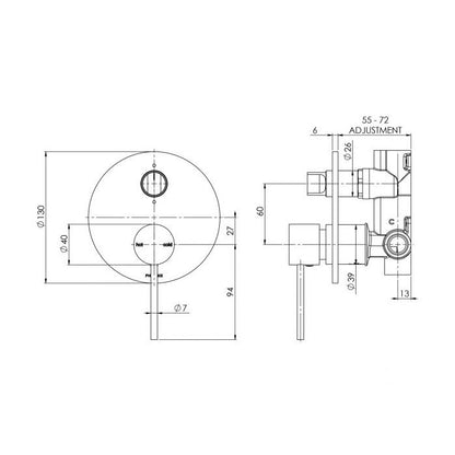 Phoenix Vivid Slimline Shower / Bath Mixer w/ Divertor Chrome