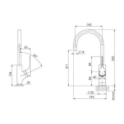 Phoenix Vivid Slimline Oval 160mm Gooseneck Sink Mixer Chrome