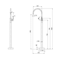 Phoenix Vivid Slimline Oval Floor Mounted Bath Mixer Filler Chrome