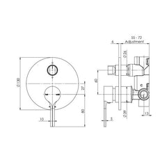 Phoenix Vivid Slimline Oval Shower / Bath Mixer w/ Divertor Brushed Nickel