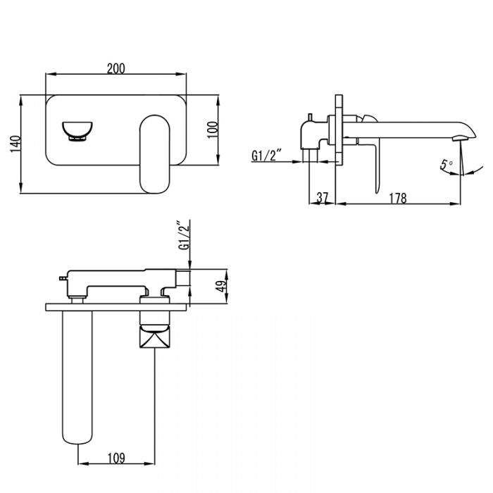Ikon Kara Wall Combination Mixer Chrome