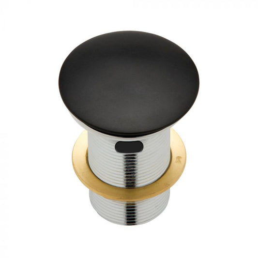 Fienza 32mm Cast Stone Cap Pop Up Plug and Waste With Overflow - Matte Black